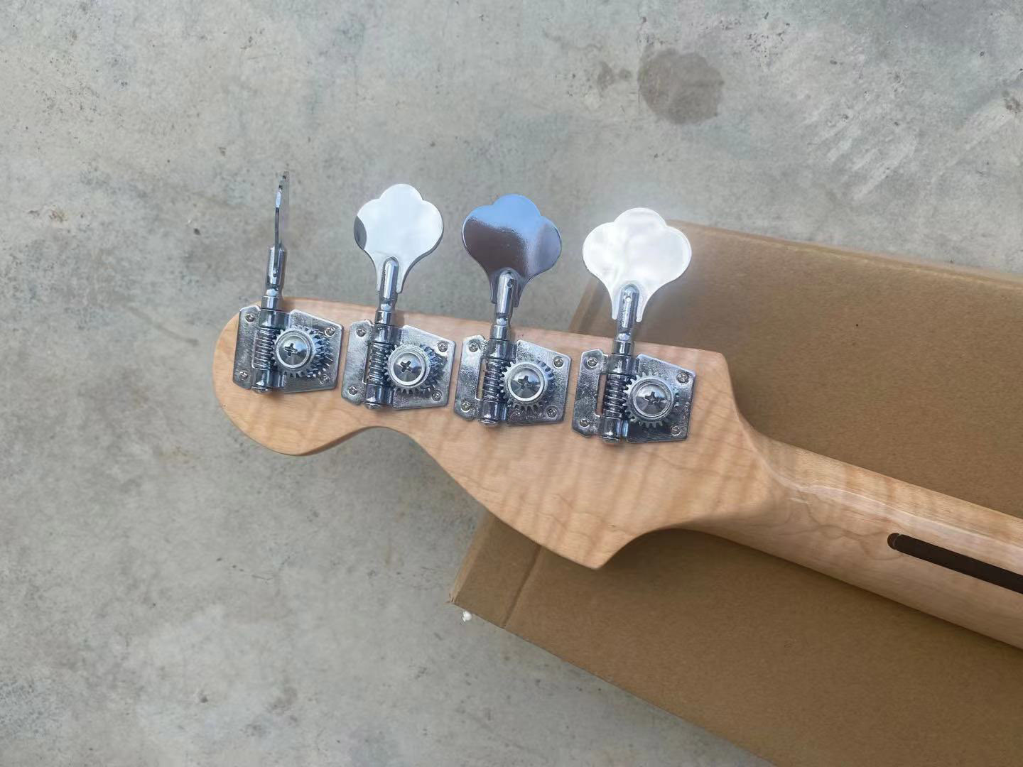 Custom 4 Strings Flamed Maple Neck Maple Fingerboard Electric Bass Guitar Chrome hardware
