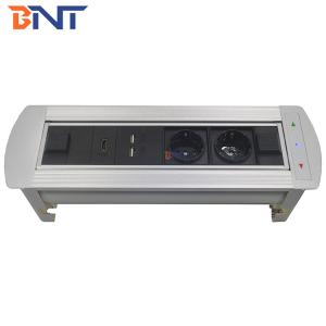 Aluminum alloy motorized flip up table electrical socket with EU outlet