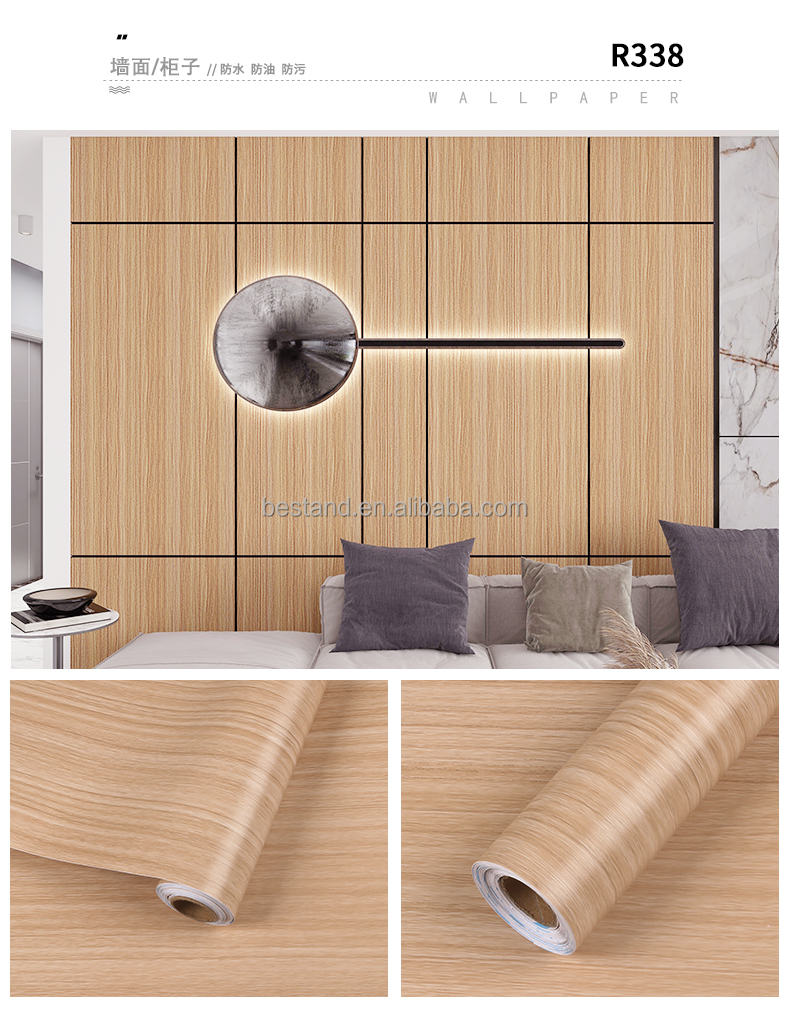 Removable Wood Wall Paper with Mildewproof Feature Peel and Stick Self-Adhesive Vinyl Wood Texture Decorative Wallpaper