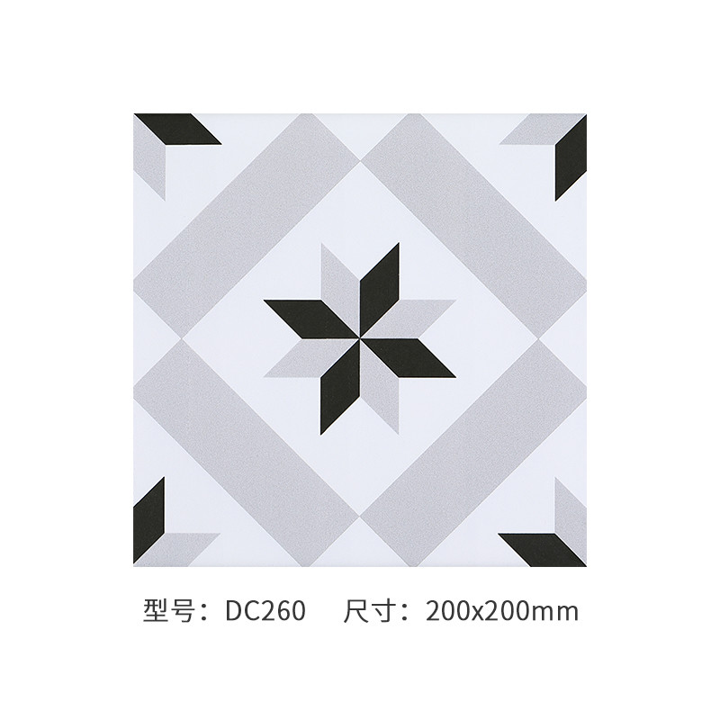 Gray And Black 200x200mm Decorative Indoor Wall Ceramic Rustic Tiles For Living Room And Bedroom