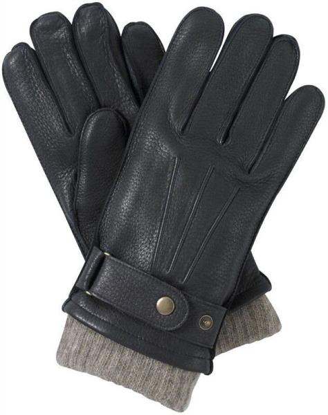 Wholesale custom deer skin leather wool lined black tight leather gloves with