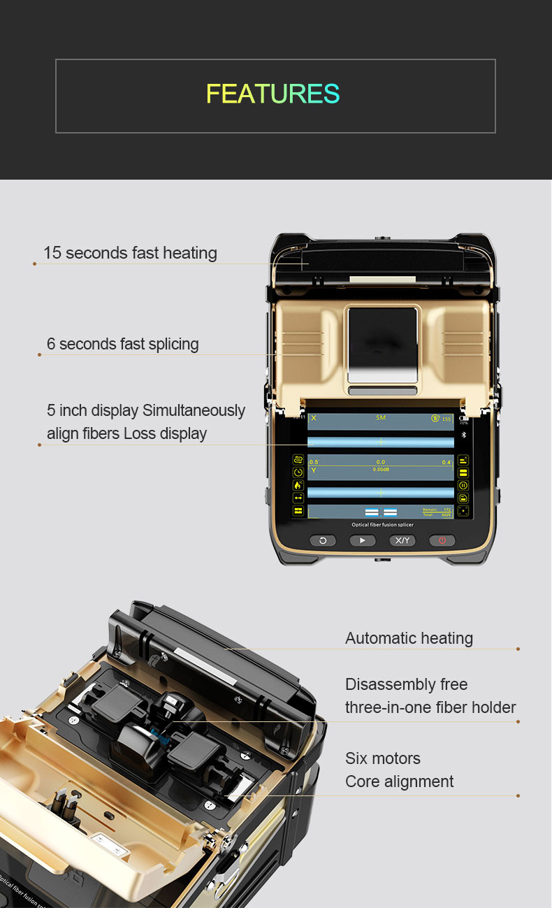 High Speed Fiber Optic Tools Signal Fire AI-8 6 Motors Optical Fiber Fusion Splicer