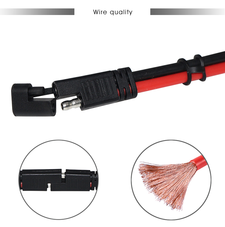 12V 24V SAE 2Pin Solar Power Cable Quick Disconnect Release Plug With PVC Jacket