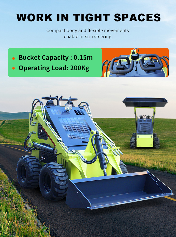 1 Ton Euro5 Standard Multifunctional Quick Change Mini Skid Steer Loader for Loading