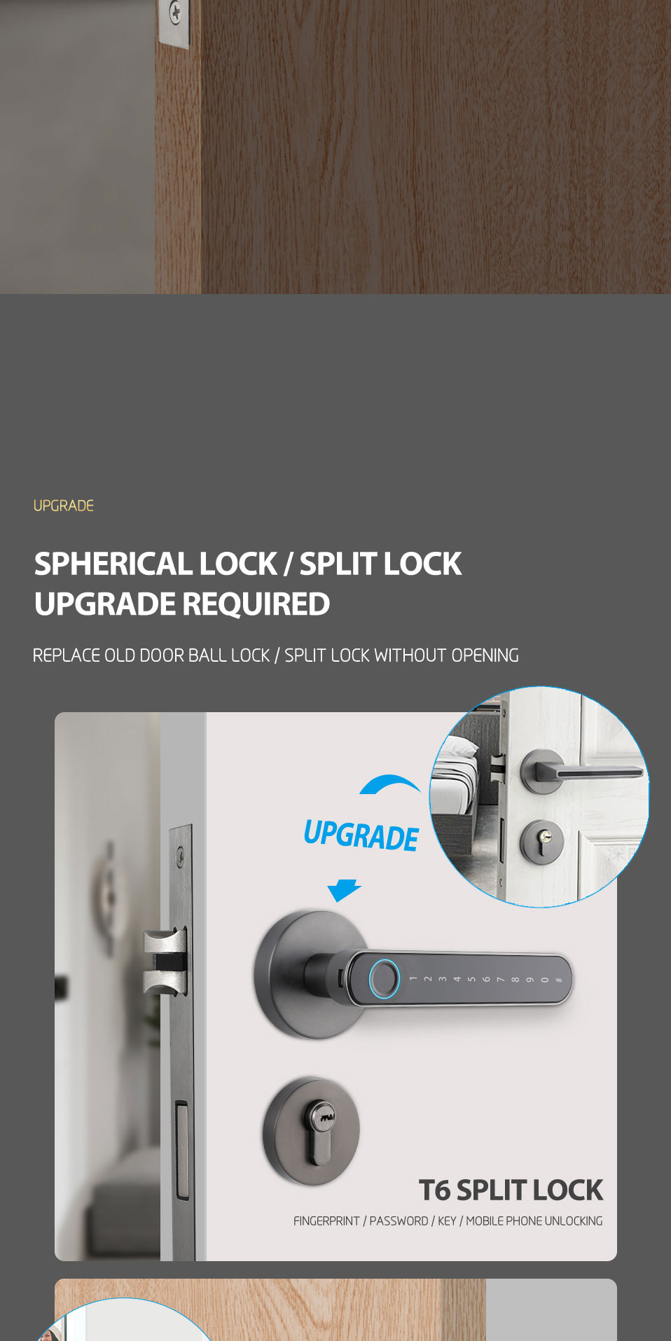 Aluminum Door Keyless Smart Digital Door Lock with Tuya App Passcode and TTlock Control