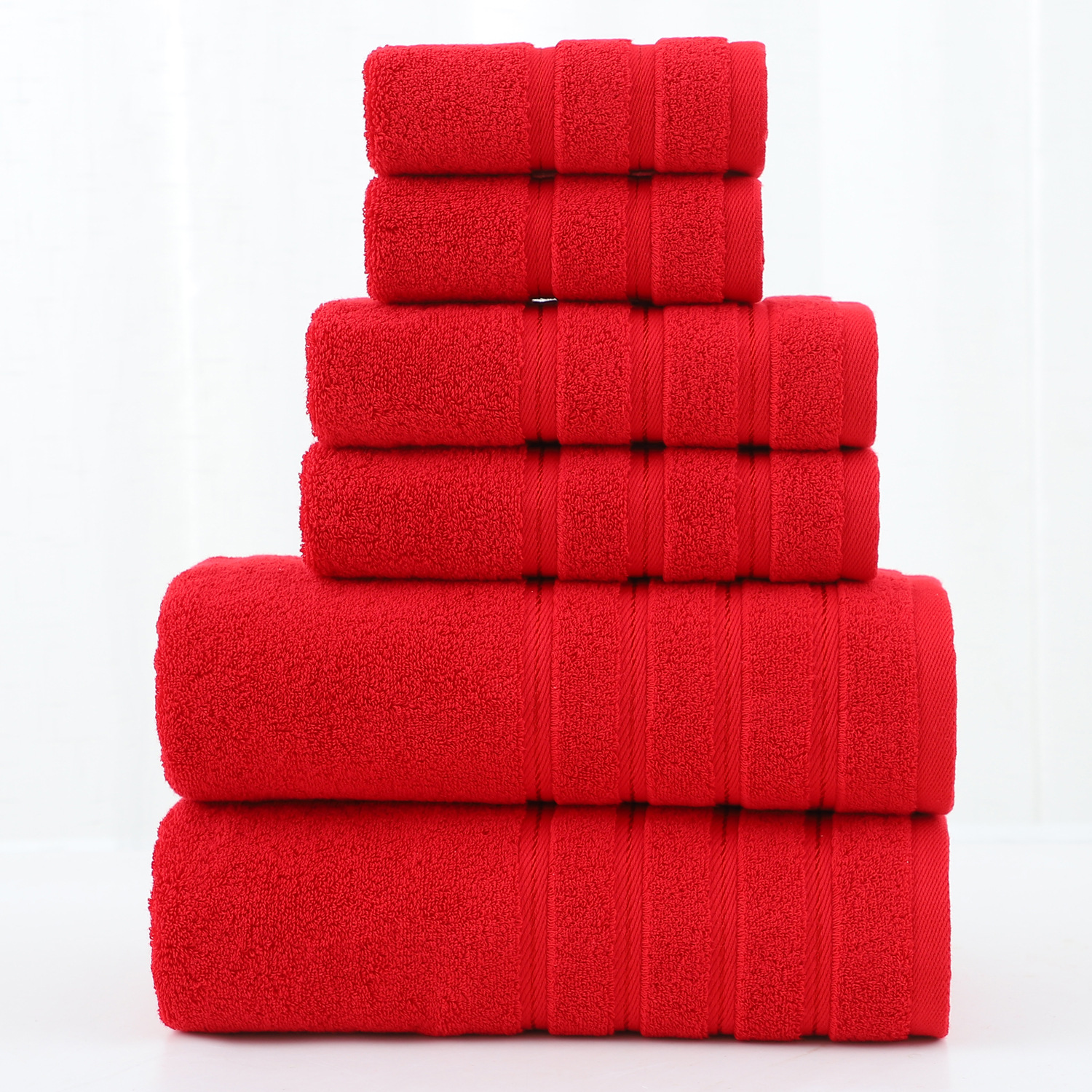 Upgrade Your Bathroom with this Thickened and Combed Cotton 6-Piece Towel Set in White