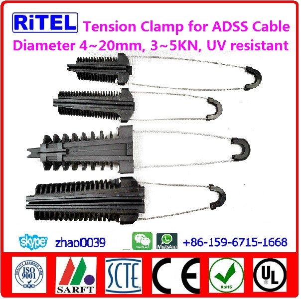 ftth/fttx/fttb fitting, anchor tension clamps, brackets and hooks for fiber optical cable installation