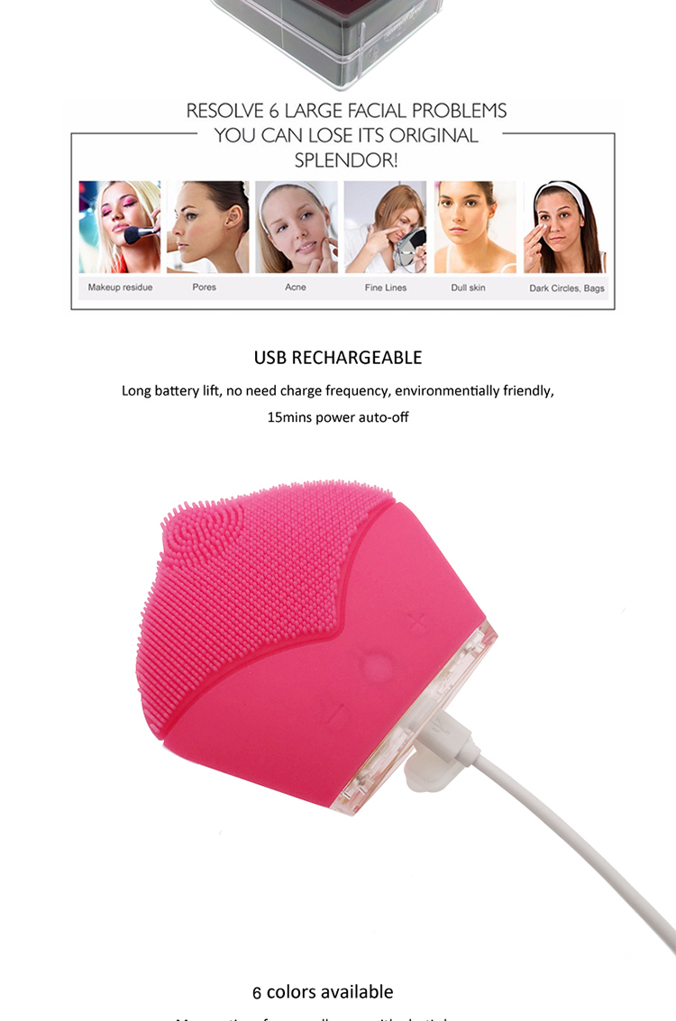 Dermabrasion Vibrating Rechargeable Facial Cleansing Brush DC 3.7 V Power