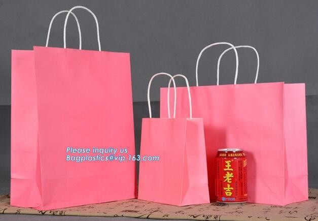Flower carrier bag with different color customized pot plants kraft paper bag with handle,stamping logo fancy paper flow