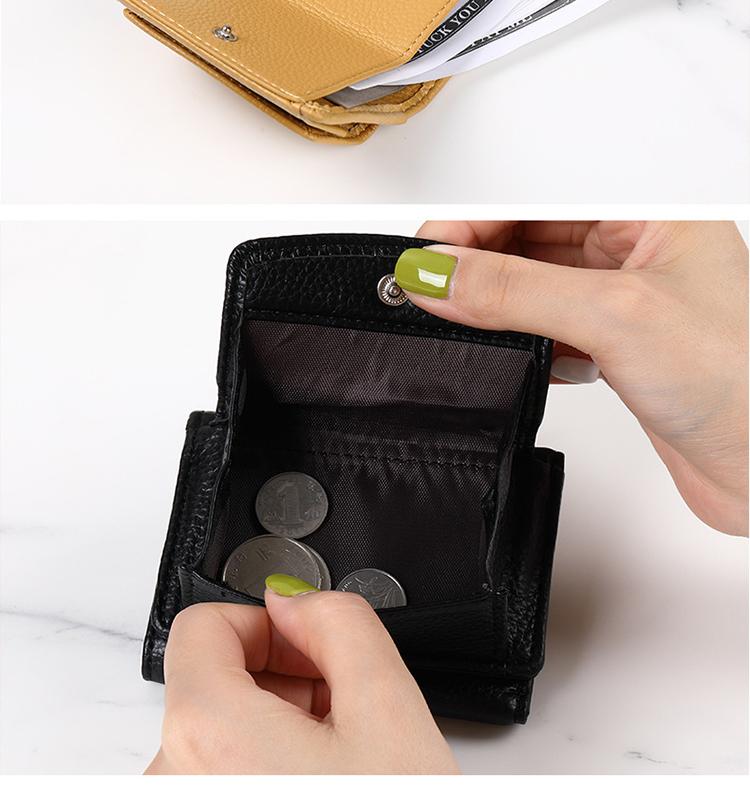 Solid Color Women's Mini Credit Card Holder Leather Coin Purse Wallet For Daily Life