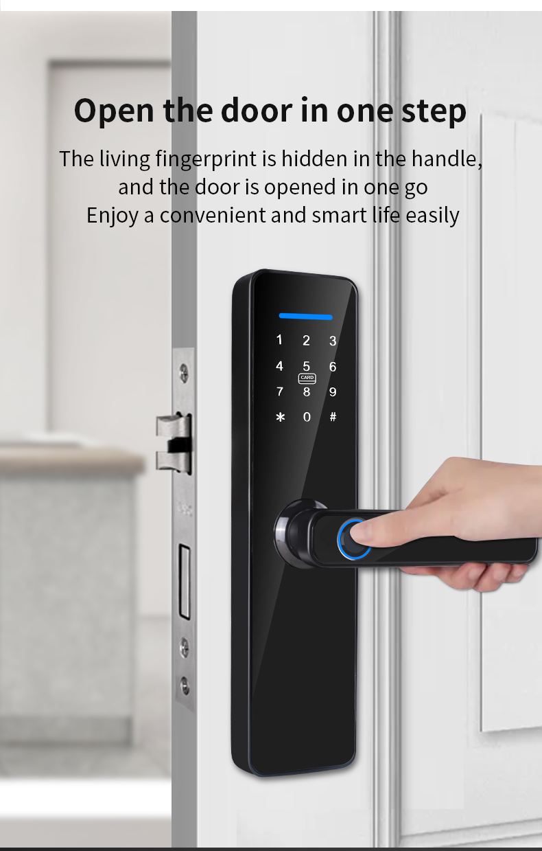 Bluetooth Intelligent Door Lock Black Tuya Wifi Smart Lock Advanced Unlocking