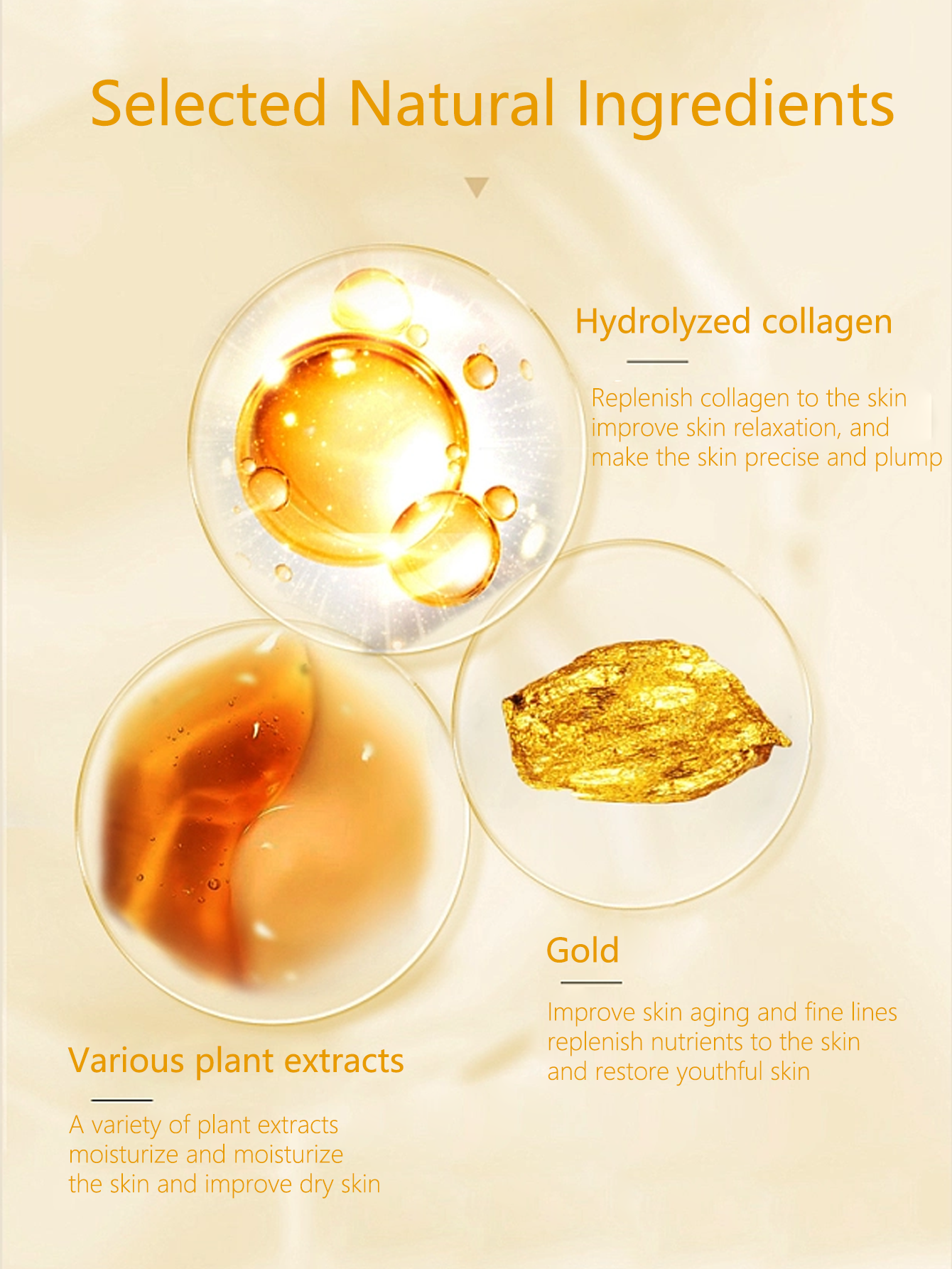 Gold Collagen Hydrogel Facial Mask Deep Anti-Aging Moisturizing Improves Wrinkles and Fine Lines Tighens Skin