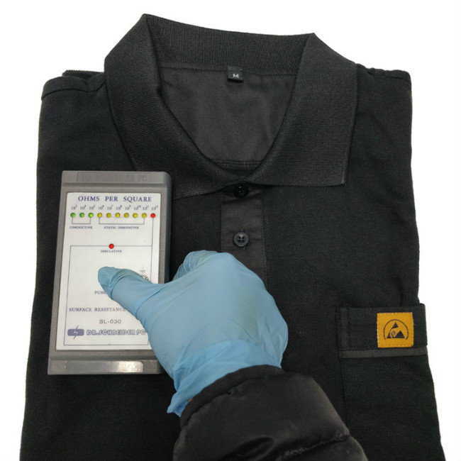 Breathable Short Sleeve Anti Static Polo Shirts For Semiconductor Industry