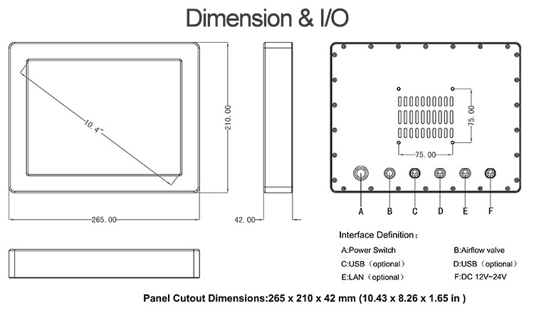 10.4" Led Medical Panel Pc , FCC IP68 IP69K Touch Panel Computer