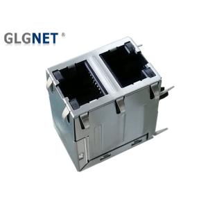 2 X 1 Stacked RJ45 Ethernet Connector Multiple Port With 1000 Base T Magnetic