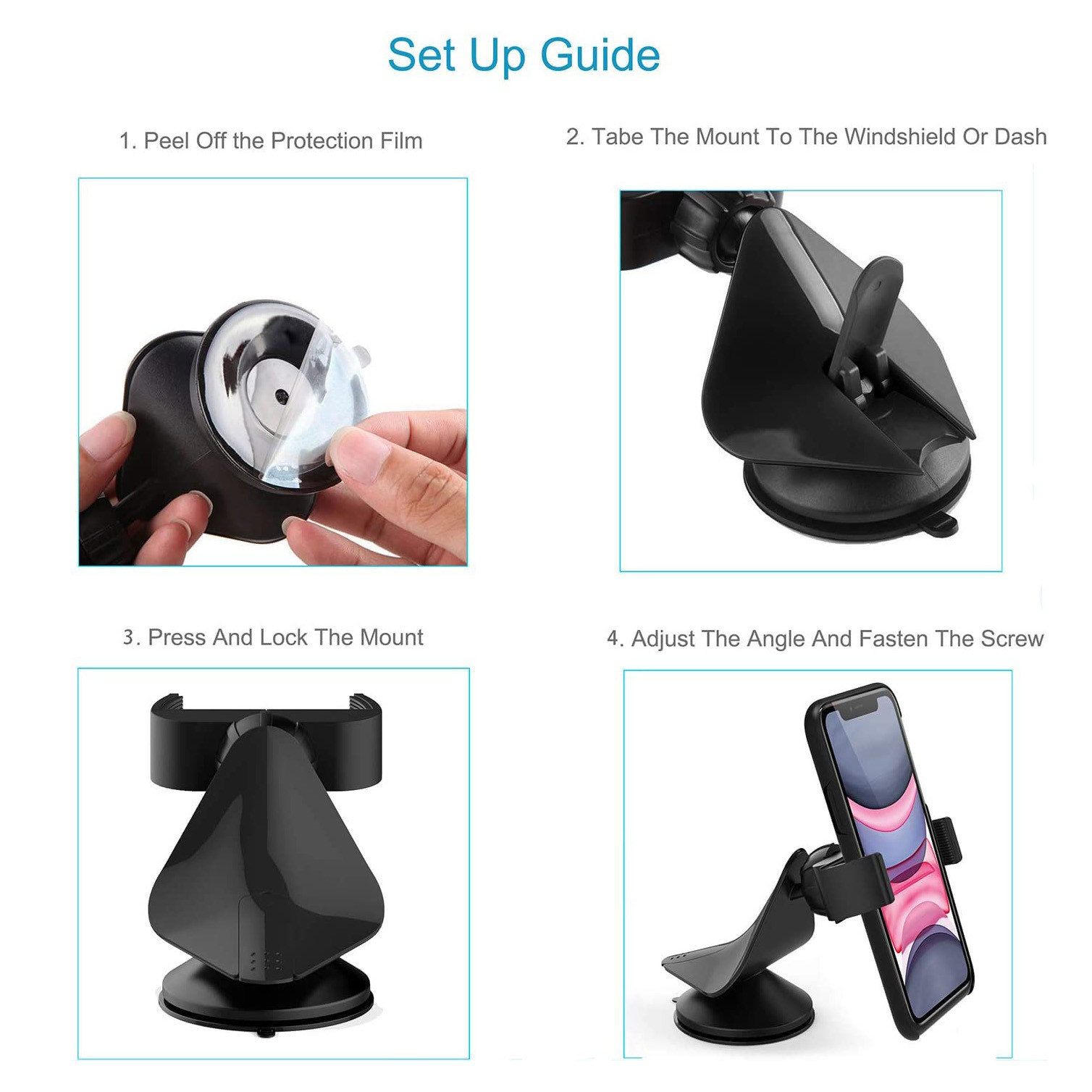 Car Phone Mount Holder For Car Dashboard Windshield Air Vent