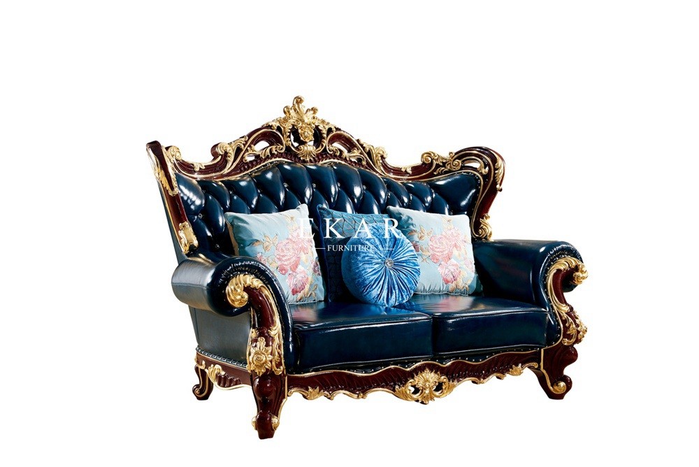 French white Wooden carved Frame Royal Furniture Classic living room Sofa Set