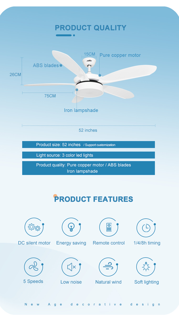 1stshine LED Ceiling Fan with Remote and 5 Speed Input Voltage V 110-240V-50-60Hz DC