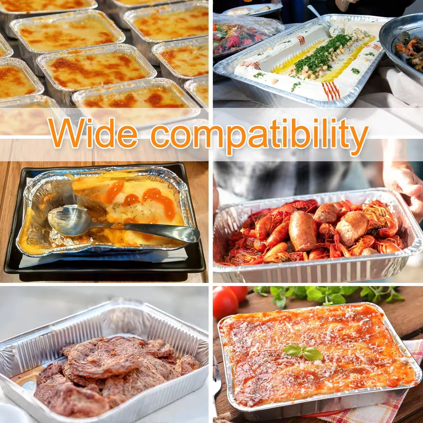 8.6 X 6.6 Inches Deep Pan Disposable Takeaway Reusable Aluminium Foil Container Tray