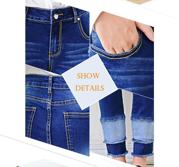 Fashionable Casual Female Ripped Skinny Jeans , Ladies Stretch Denim Jeans