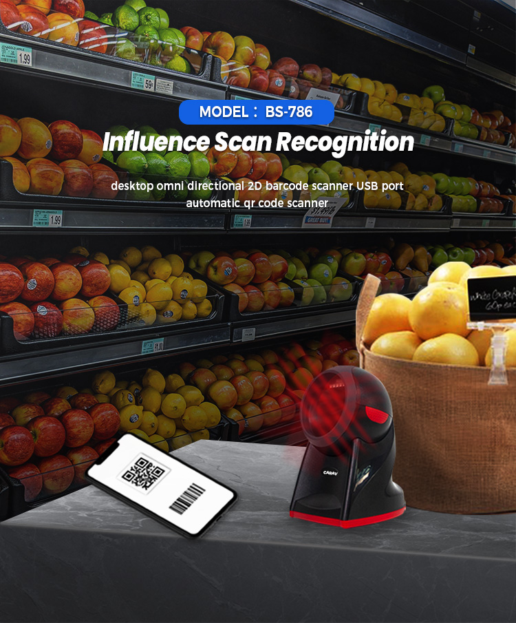 Desktop Omni Directional 60fps POS Barcode Scanner 4 mil Precision