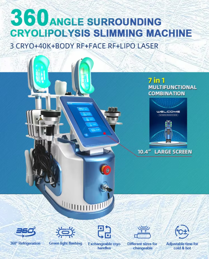 360 Cryo Vacuum Rf Lipo Laser 6 In 1 Fat Freezing Weight Loss Body Slimming Machine