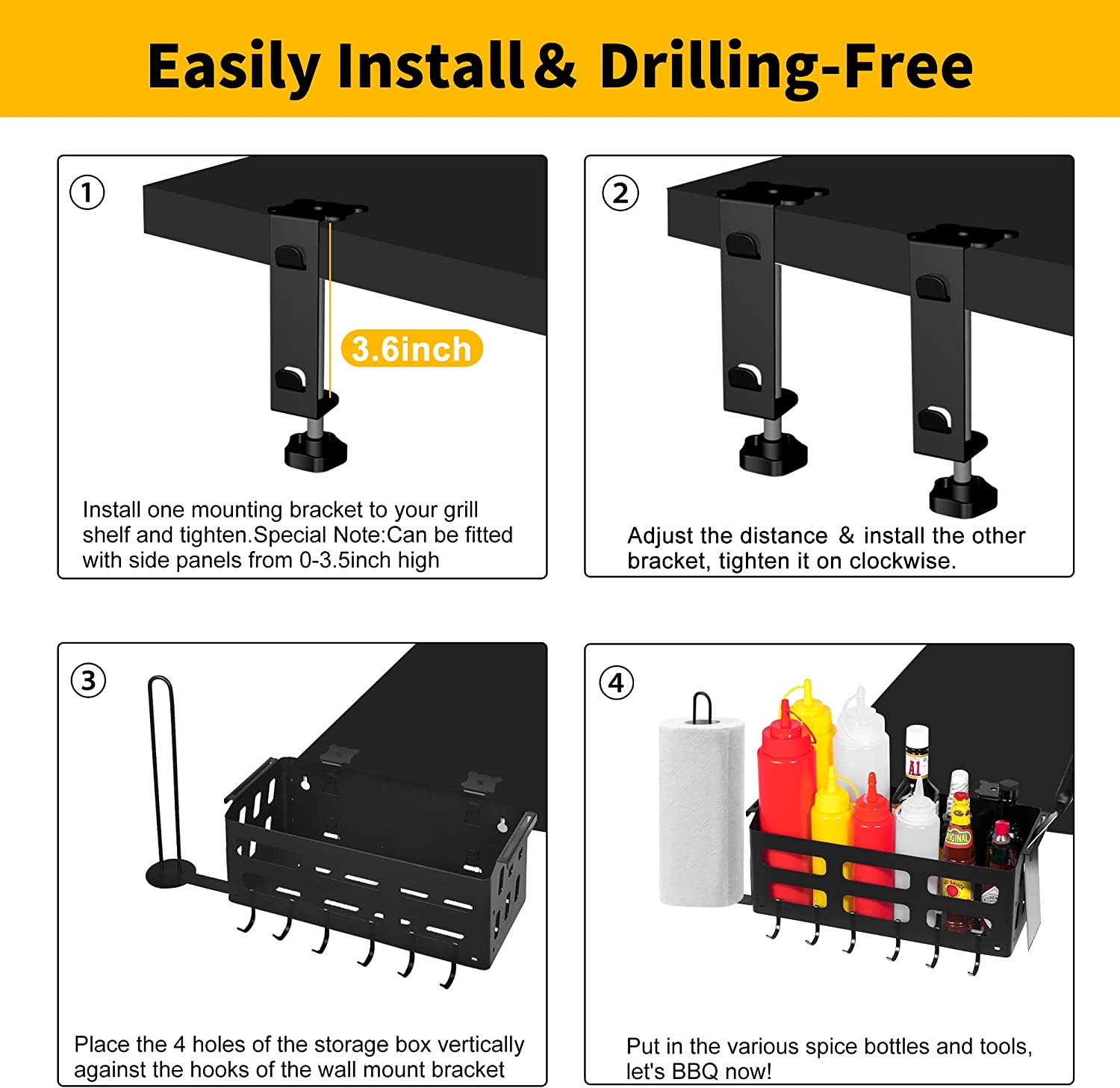 Griddle Caddy with Magnetic Tool Holder Paper Towel Holder for Blackstone 28"/36" Griddles/Prep Cart