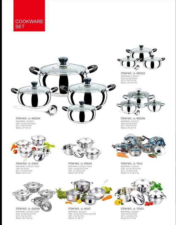 2016 hot sales 6/8pcs cookware set with color +flower &stainless steel classical pot &souce pot