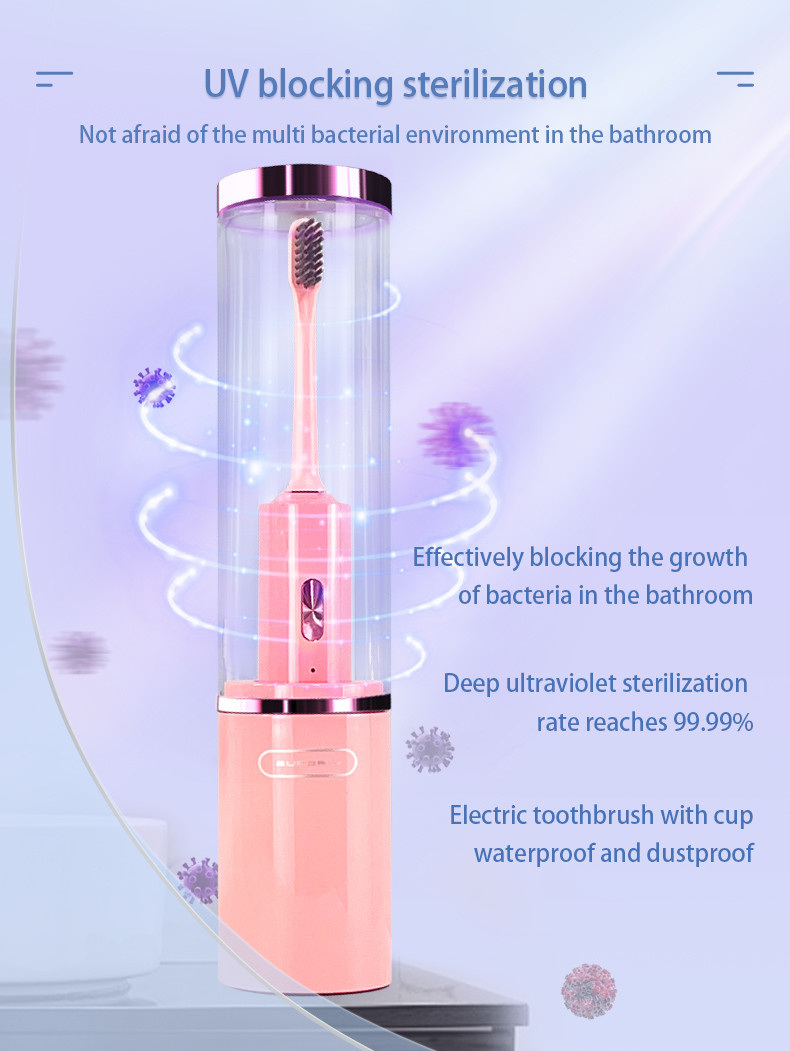 Disinfection and Mouthwash 2-in-1 Cup Wireless Charging Portable Travel Vibration Sonic Electric toothbrush