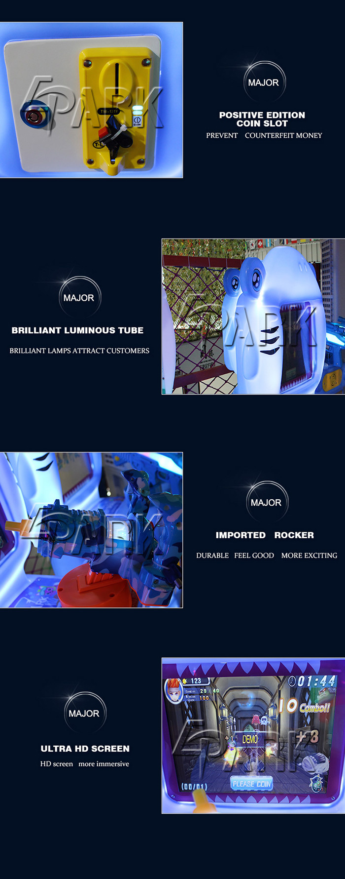 1 Player Amusement Game Machines , Kids LED Light Single Gun Shooting Game Machine