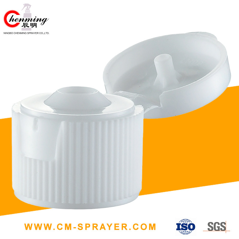 38/400 18mm Flip Top Cap Plastic Bottles Smooth Closure White