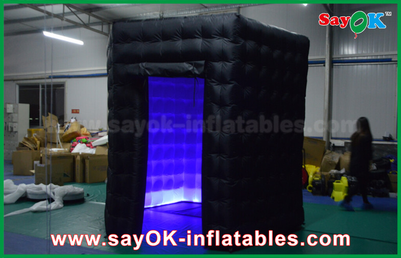 Portable Photo Booth 2.5m Inflatable Black Octagon Photo Booth WIth LED Light OXford Cloth