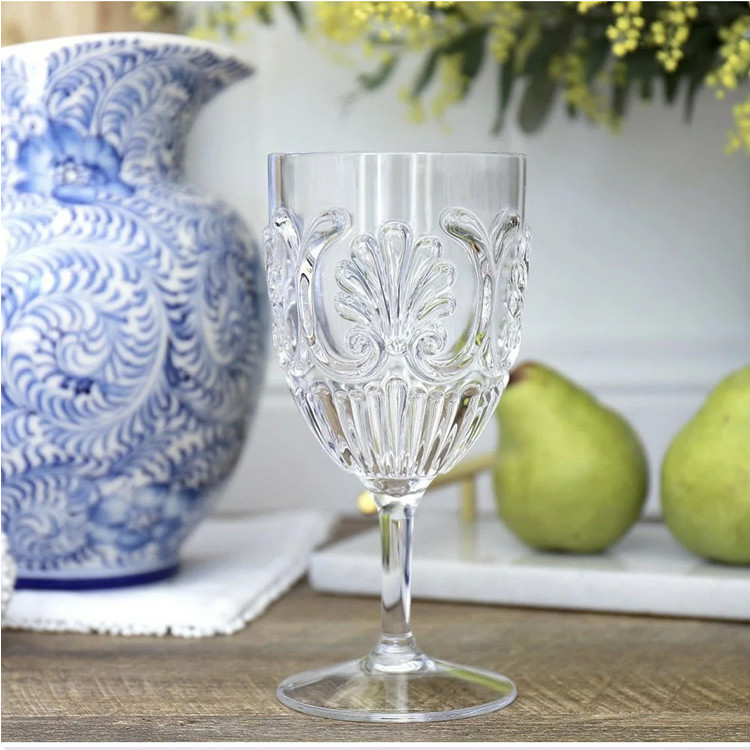 Scollop Design Acrylic Wine Glass 450ml / 15.5oz BPA Free Shatterproof