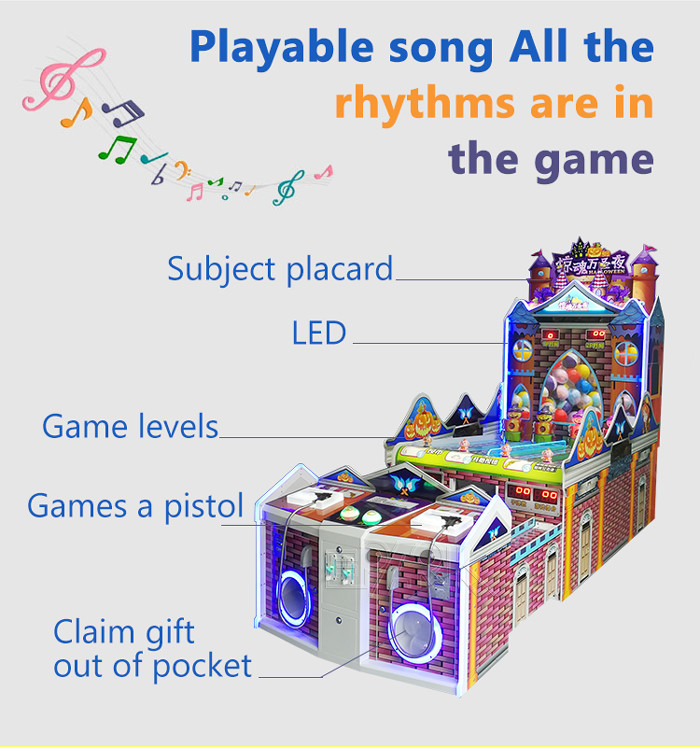 Halloween Eve Coin Operated Shooting Game Machine For Children