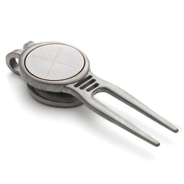 Hot selling promotional metal bulk golf divot tools /pitch forks with ball