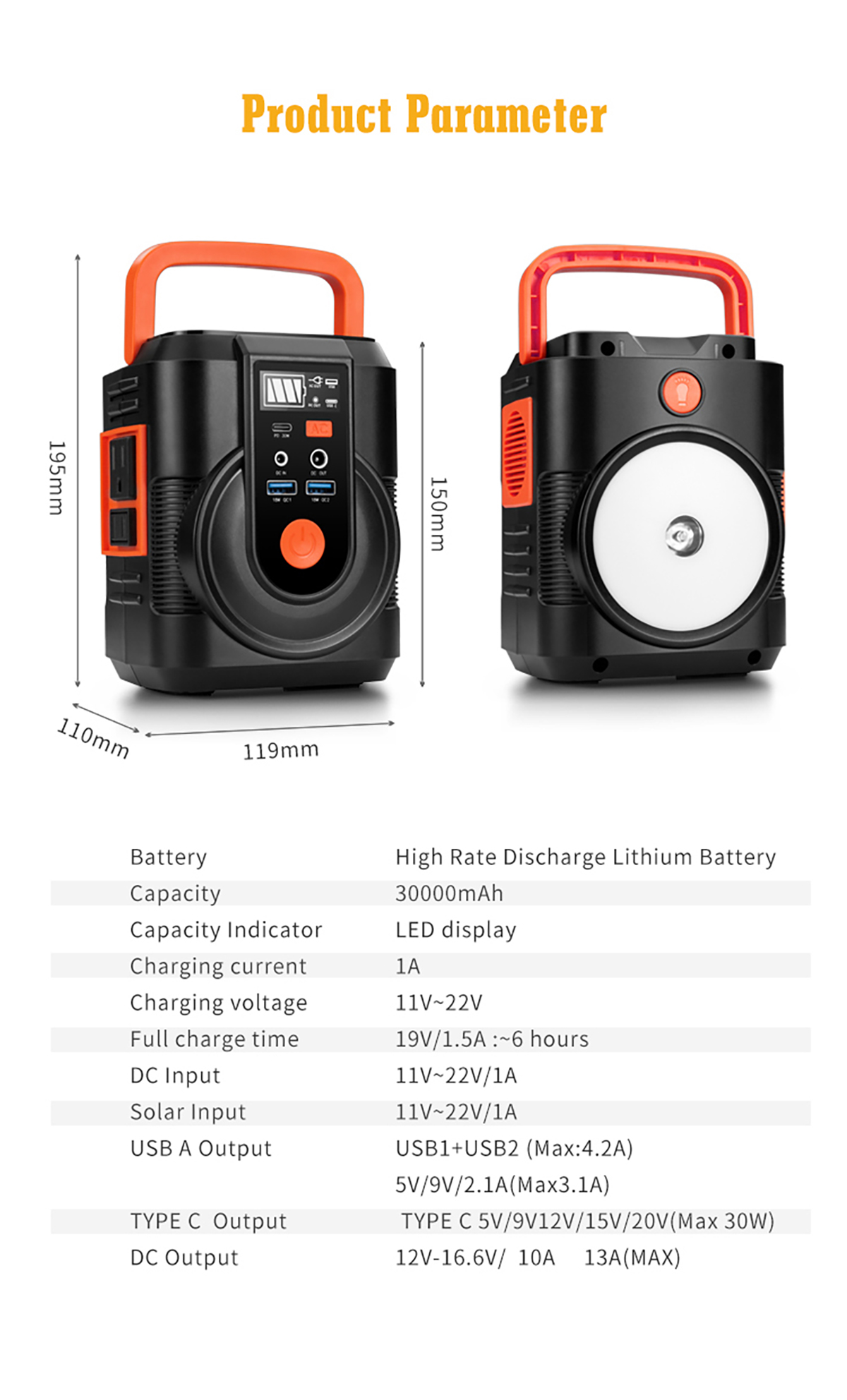 Solar Energy Storage Power Station 100W 110V 220V For Home Emergency