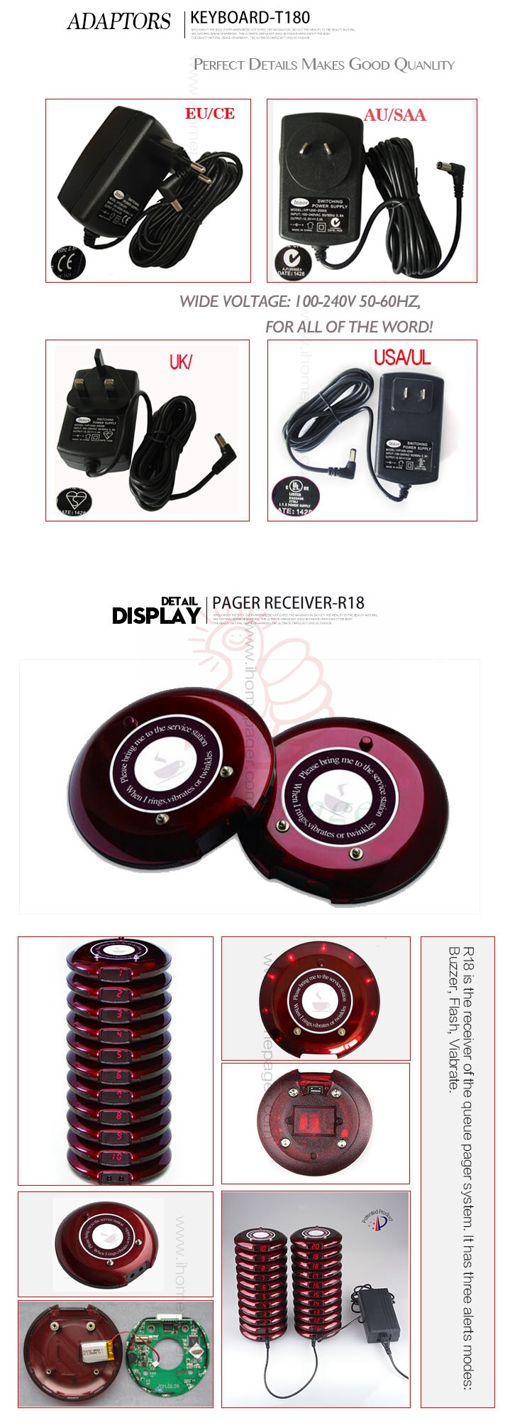 customer number calling and vibrating coaster pager for cook calling customer to collect food or drinks