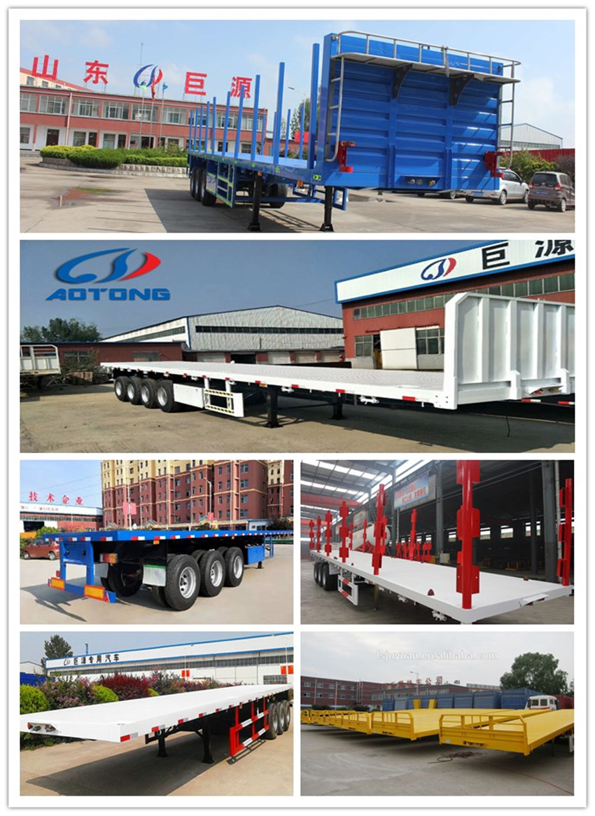 3 Axle Flat Bed 40ft Container Truck Trailer with Twist Locks and Max Payload 50ton