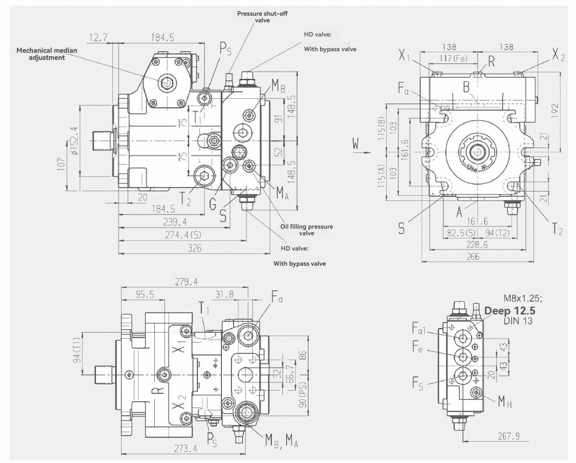 A4vg71 A4vg125 A4vg180 Road Rollers Hydraulic Piston Motor Pump Rexroth A4vg Series Control Valve Proportional Valve