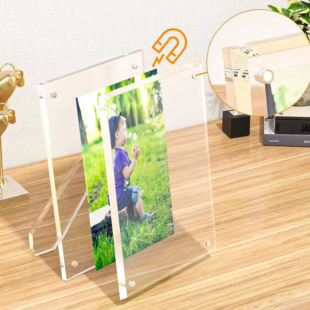 6''X 8'' Clear Acrylic Picture Frame Acrylic Magnetic Photo Frame For Tabletop Display