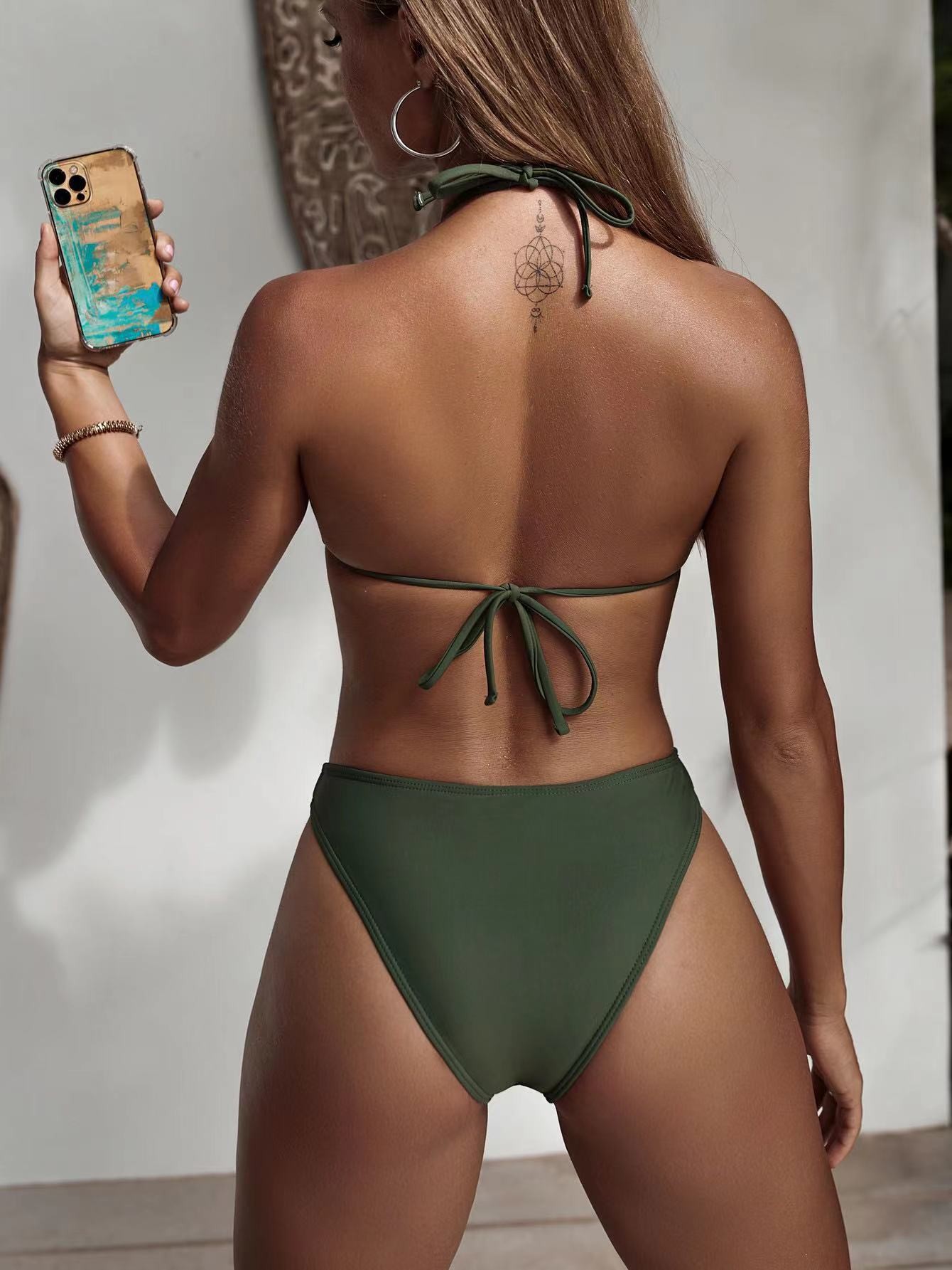 Ladies One Piece Swimsuit change colour style Bikini Swimsuit Beach Halter Swimsuit UPF protection high quality style