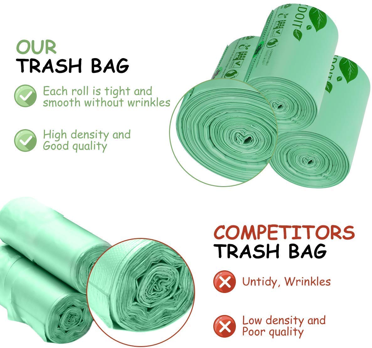 Biodegradable Plastic Pet Trash Bag, PBAT Compostable Bag in rolls, Compostable t-shirt bag, degradable bag manufacturer
