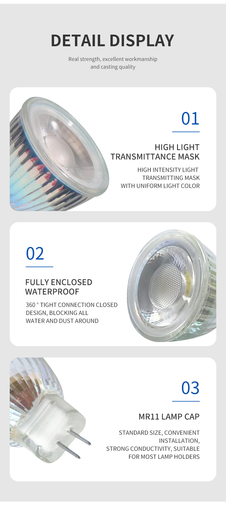 12V 110V 220V 35MM Small Lamp Cup 3W COB MR11 GU11 Mini LED