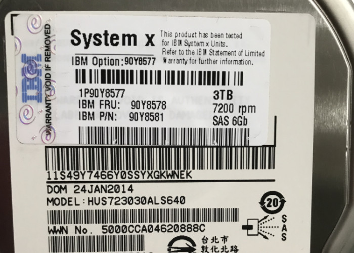 90Y8579 90Y8577 IBM Hard Disk 90Y8578 3T 7.2K SAS 3.5 Inch For X3650M4