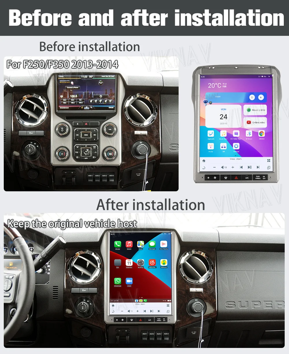 12.1Inch Android Touch Screen Car Radio Ford F250 2013 2014 Carplay Auto Stereo Aftermarket Head Unit Video Player