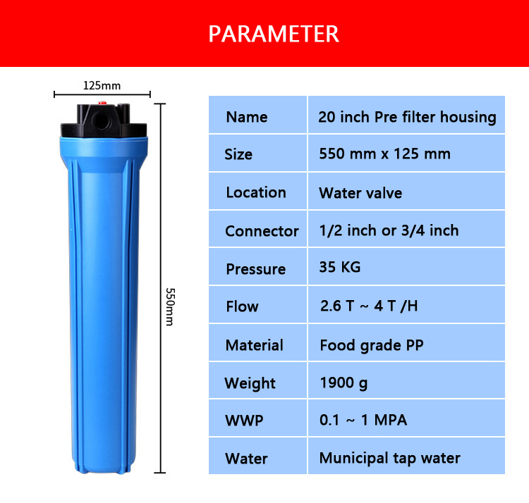 20" x 2.5" Big Blue Three-Housing Filtration System for High Capacity Water Filtration