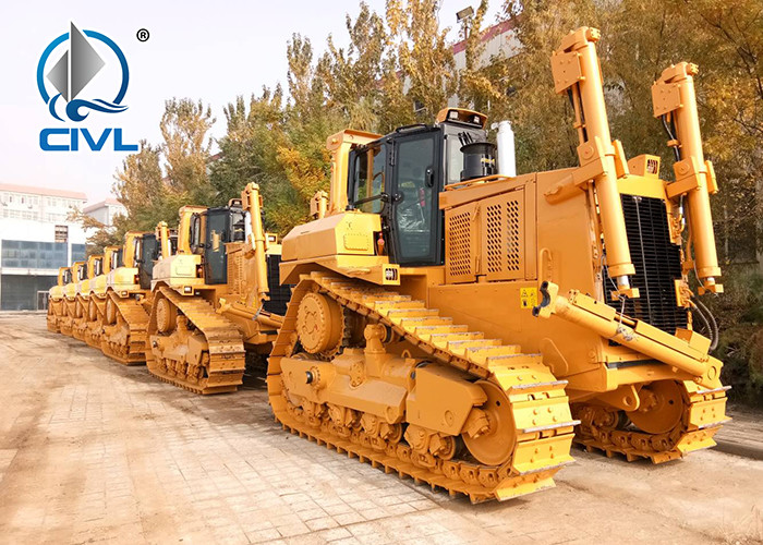 SD08 Shantui Hydraulic Bulldozer Sd08 Mini Bulldozer Cummins Engine, ROPS Cabin Front Blade, Rear Ripper Yellow Color