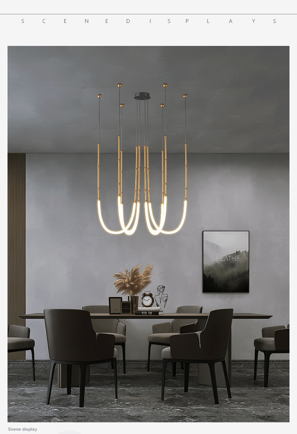 Retro Stainless Steel chandelier Minimalism Designer Living Room linear chandelier(WH-MI-392)