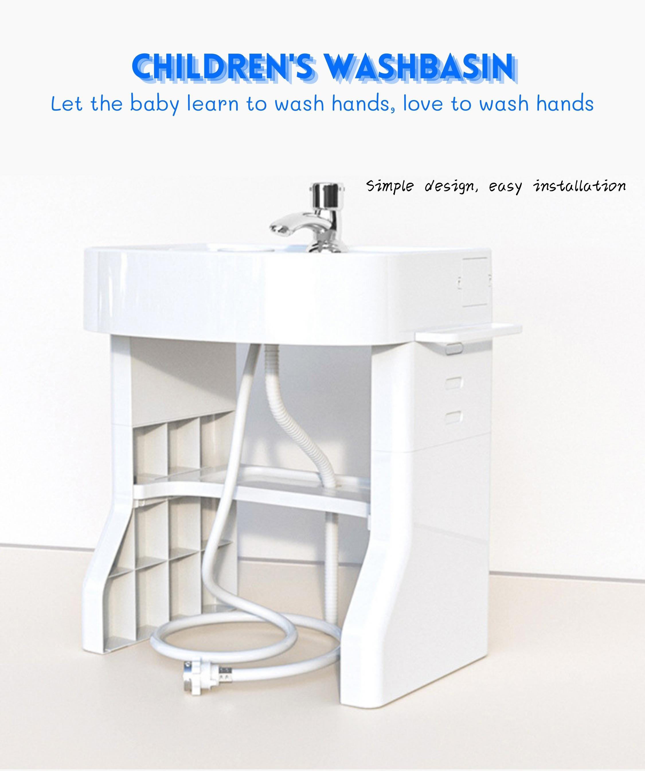 EN71/CPC Certified Ouninbear Sink Plastic Standing Kid-Friendly Wash Basin