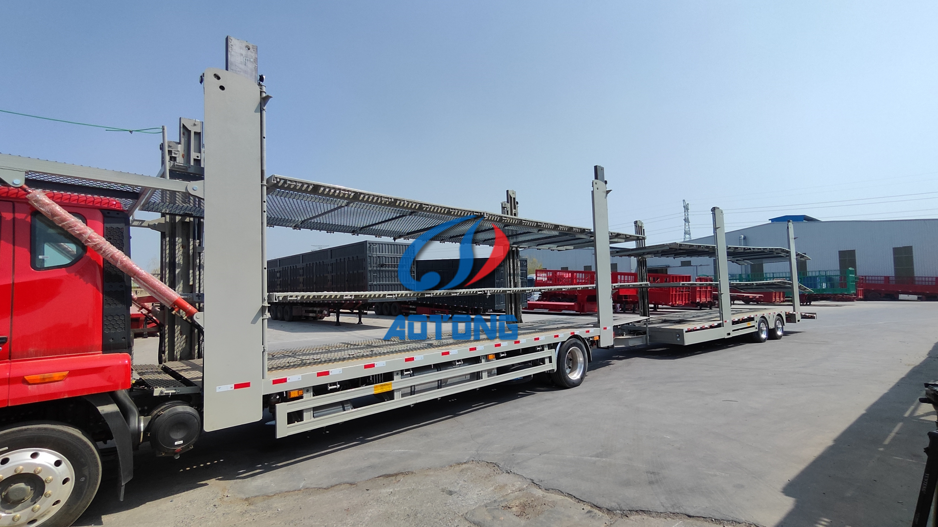 10pcs Leaf Spring Semi-Trailer for Car Carrier Double Deck Hydraulic Lifting SUV JEEP Transport